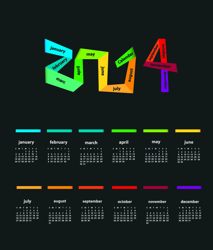 Calendar 2014 vector huge collection 06