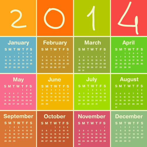 Calendar 2014 vector huge collection 09