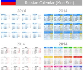 Rus Version Calendar 2014 vector set 01