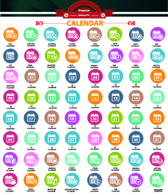 Calendar icons vector 01