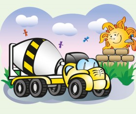 Cartoon funny car design vector 02