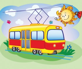 Cartoon funny car design vector 04