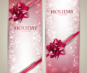 Bow christmas cards vector 01