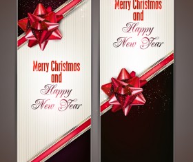 Bow christmas cards vector 02