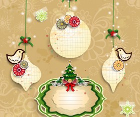 Christmas decor paper and frames vector