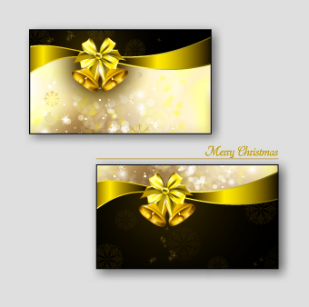 Christmas golden greeting cards vector 01