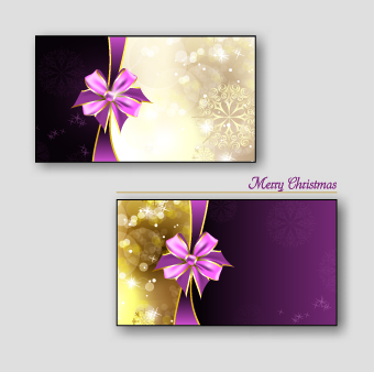 Christmas golden greeting cards vector 02