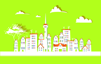 Paper city vector illustration 01