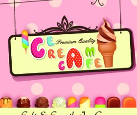 Cute Ice cream design vector 01