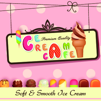 Cute Ice cream design vector 01