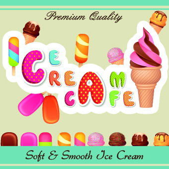 Cute Ice cream design vector 02