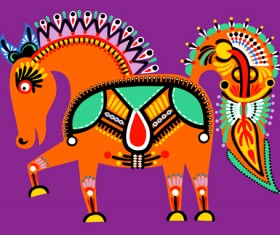 Ethnic style horses design elements 01