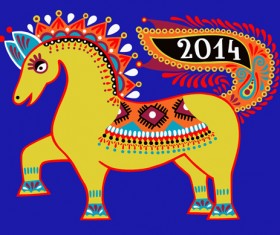 Ethnic style horses design elements 02