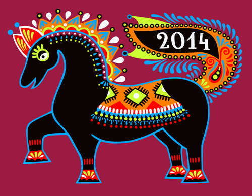 Ethnic style horses design elements 04