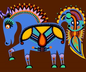 Ethnic style horses design elements 05