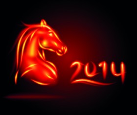 Fire horse 2014 design vector 02