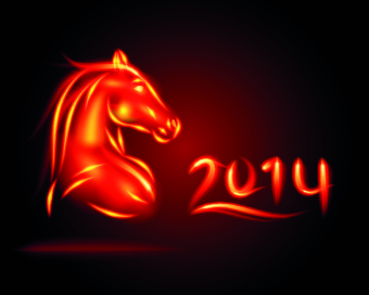 Fire horse 2014 design vector 02