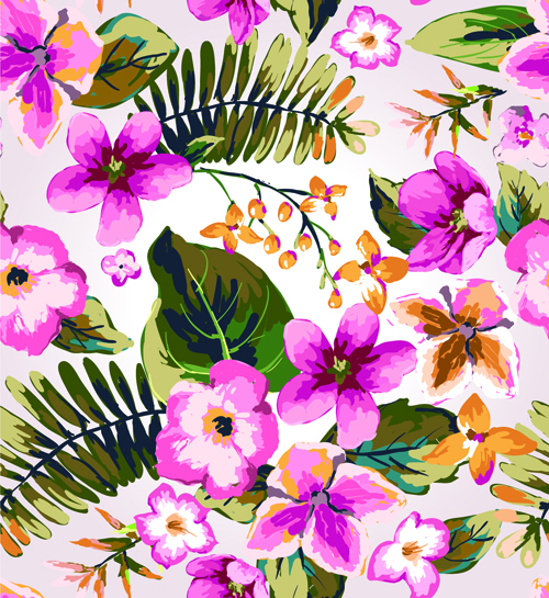 Seamless Flower Patterns vector 02