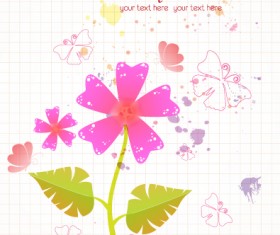 Flower illustrations vector background 02