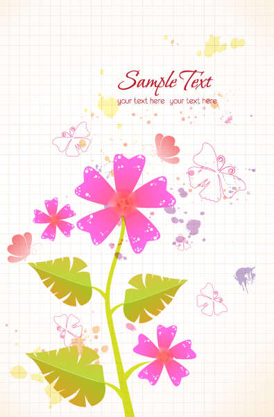 Flower illustrations vector background 02