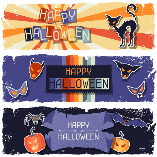 Funny Halloween vector banner 01