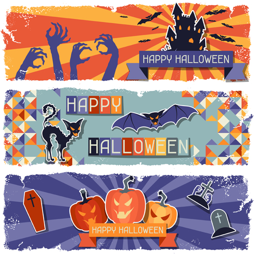 Funny Halloween vector banner 02