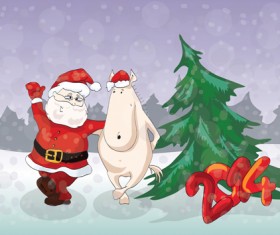 Horses 2014 Christmas vector 04