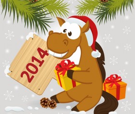 Horses 2014 Christmas vector 05