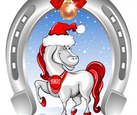 Horses 2014 Christmas vector 06
