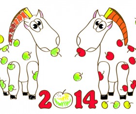 Horses 2014 Christmas vector 07