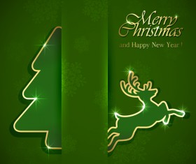 Green style xmas card vector 01