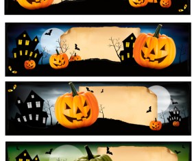 Halloween night banner vector set 04 free download