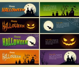 Halloween night banner vector set 02