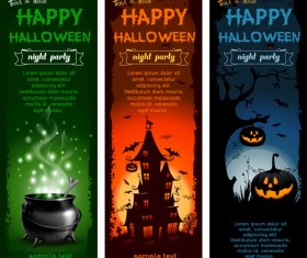 Halloween night banner vector set 03