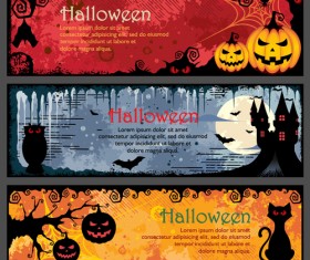 Halloween night banner vector set 05