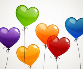 Color Heart balloons vector 01