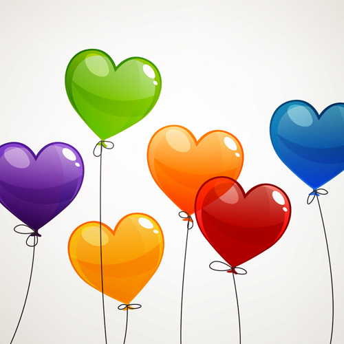 Color Heart balloons vector 01