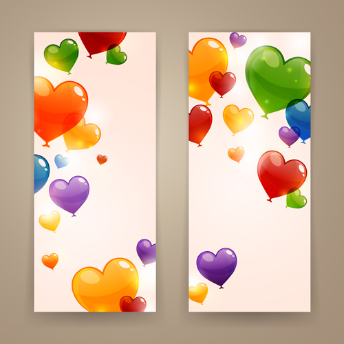 Color Heart balloons vector 04