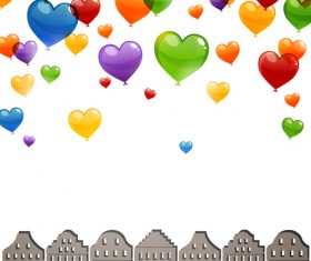 Color Heart balloons vector 06