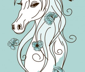 Horse 2014 cute design vector 04