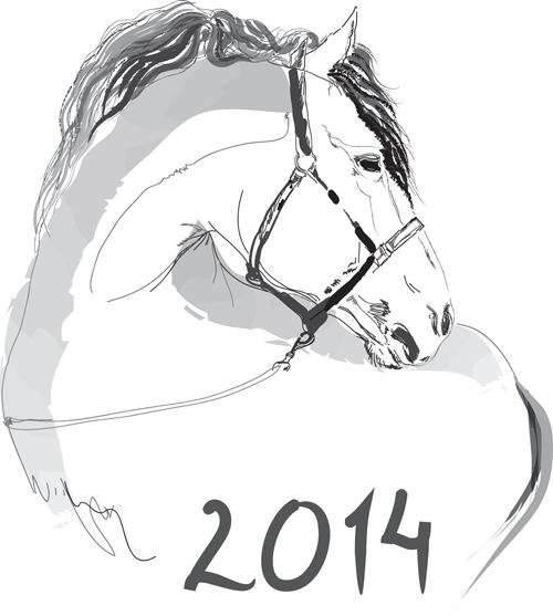 Creative 2014 horses vector graphic 01