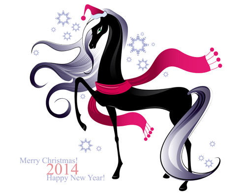 Creative 2014 horses vector graphic 07