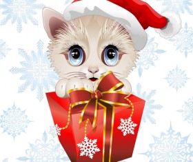 Christmas funny cats vector 01