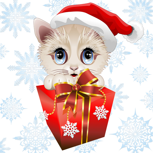 Christmas funny cats vector 01