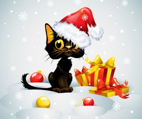 Christmas funny cats vector 02