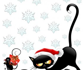 Christmas funny cats vector 03