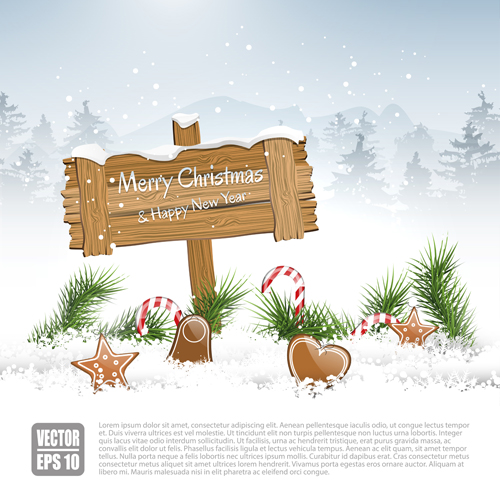 New Year 2014 Christmas elements set vector 13
