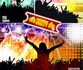 Party background with people silhouettes vector 01