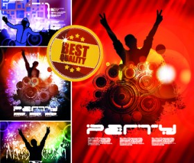 Party background with people silhouettes vector 03