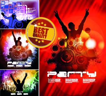 Party background with people silhouettes vector 03